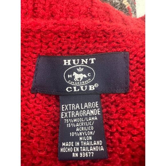 Hunt Club Women Size XL Vintage Red Wool Blend Fair Isle Cardigan Sweater - Picture 4 of 9